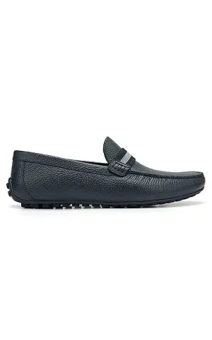 Blue Moccasins With Contrast Panel