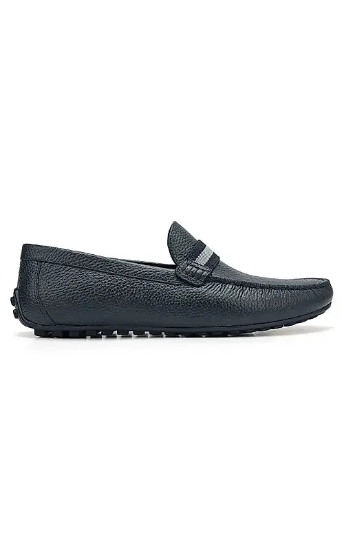 Blue Moccasins With Contrast Panel