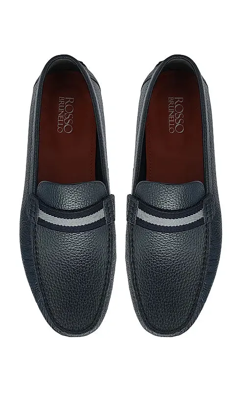 Blue Moccasins With Contrast Panel