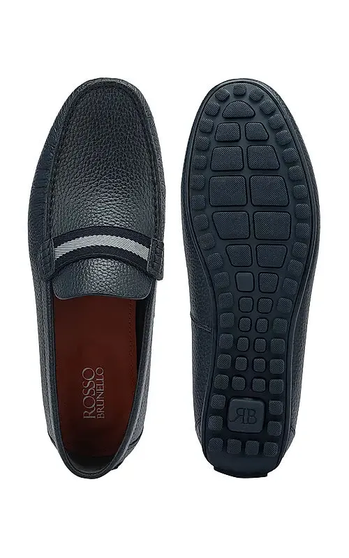 Blue Moccasins With Contrast Panel