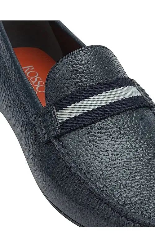 Blue Moccasins With Contrast Panel