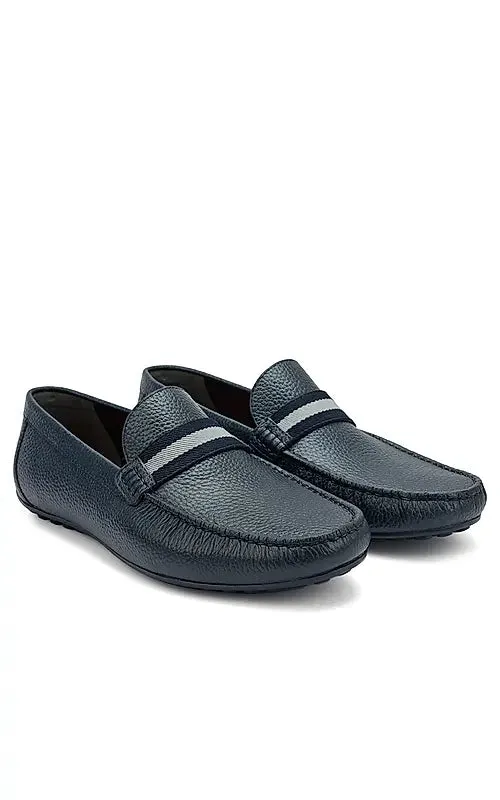 Blue Moccasins With Contrast Panel