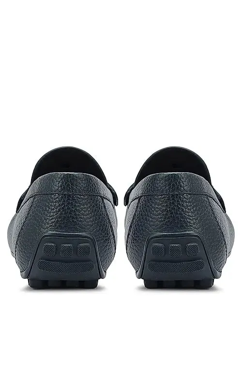 Blue Moccasins With Contrast Panel