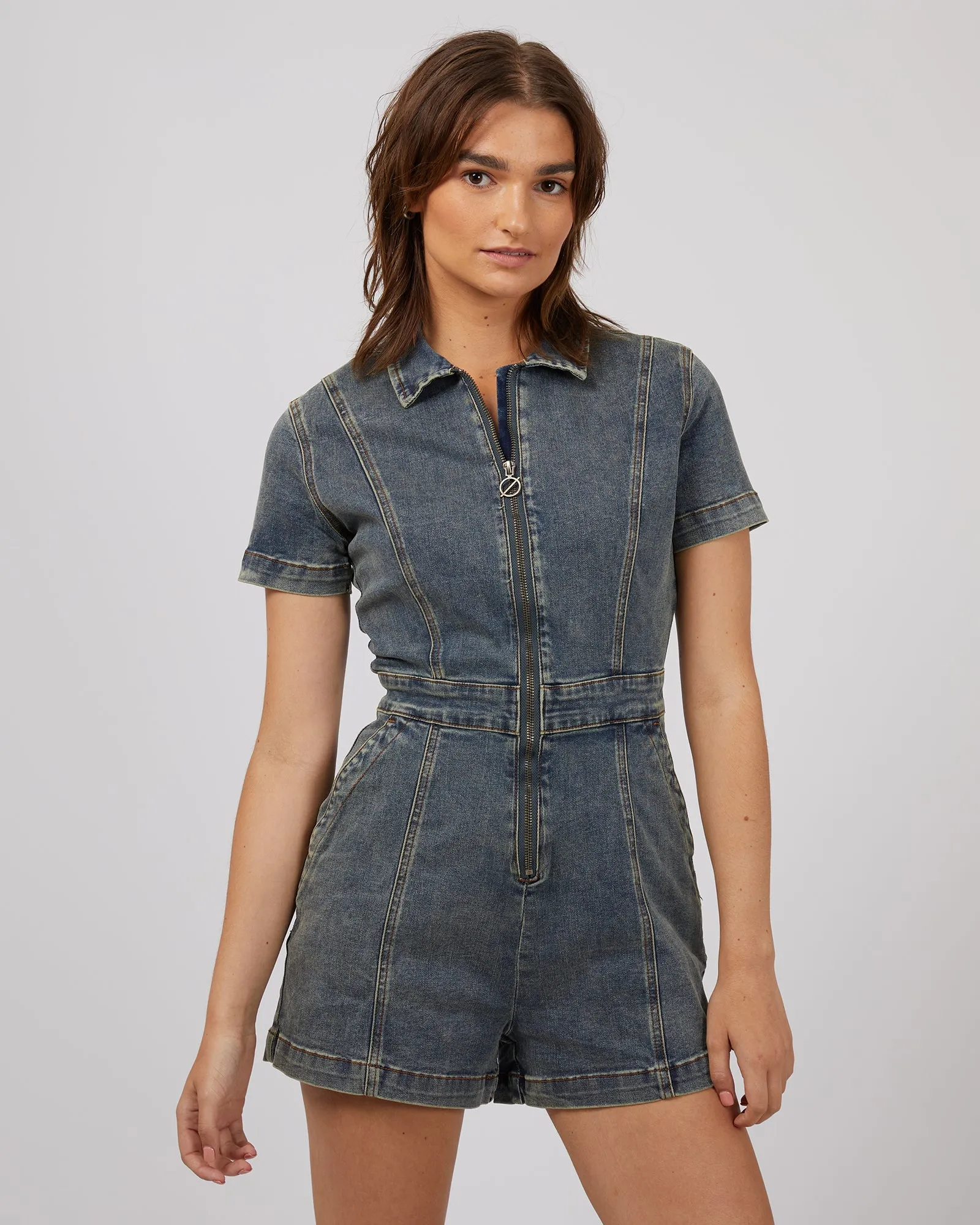 Boston Playsuit Dirty Denim