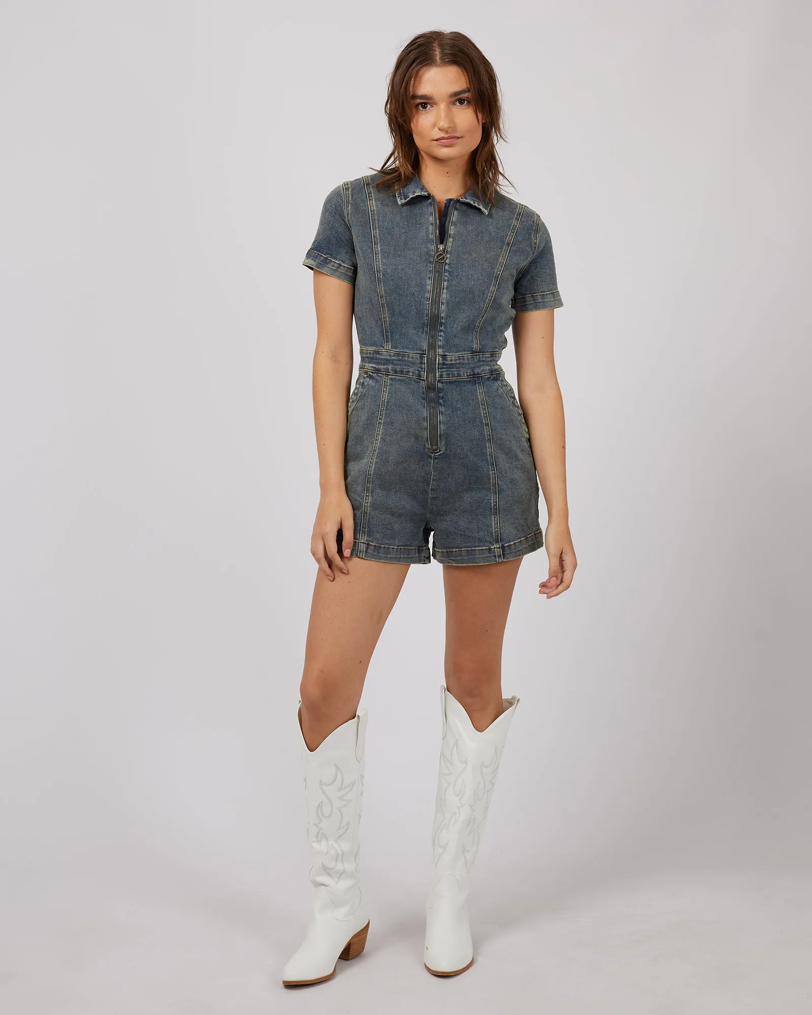 Boston Playsuit Dirty Denim