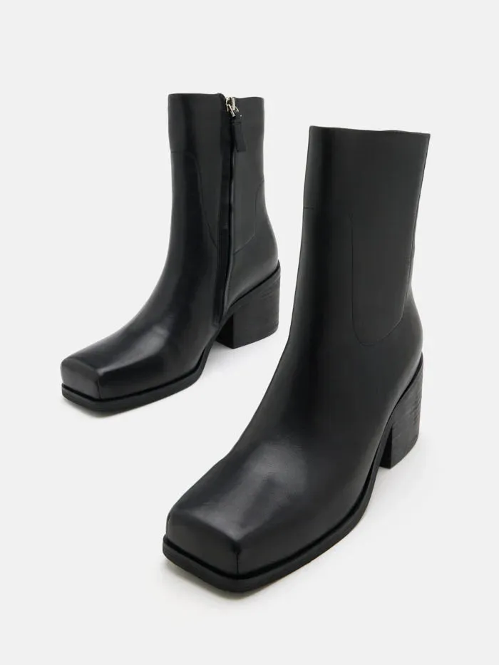 Eden Square Toe Leather Ankle Boots