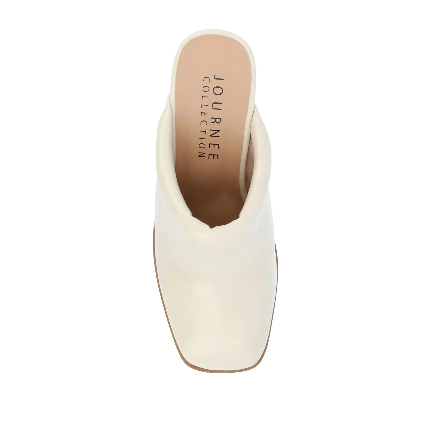 IZARA BLOCK HEELED MULES IN FAUX LEATHER