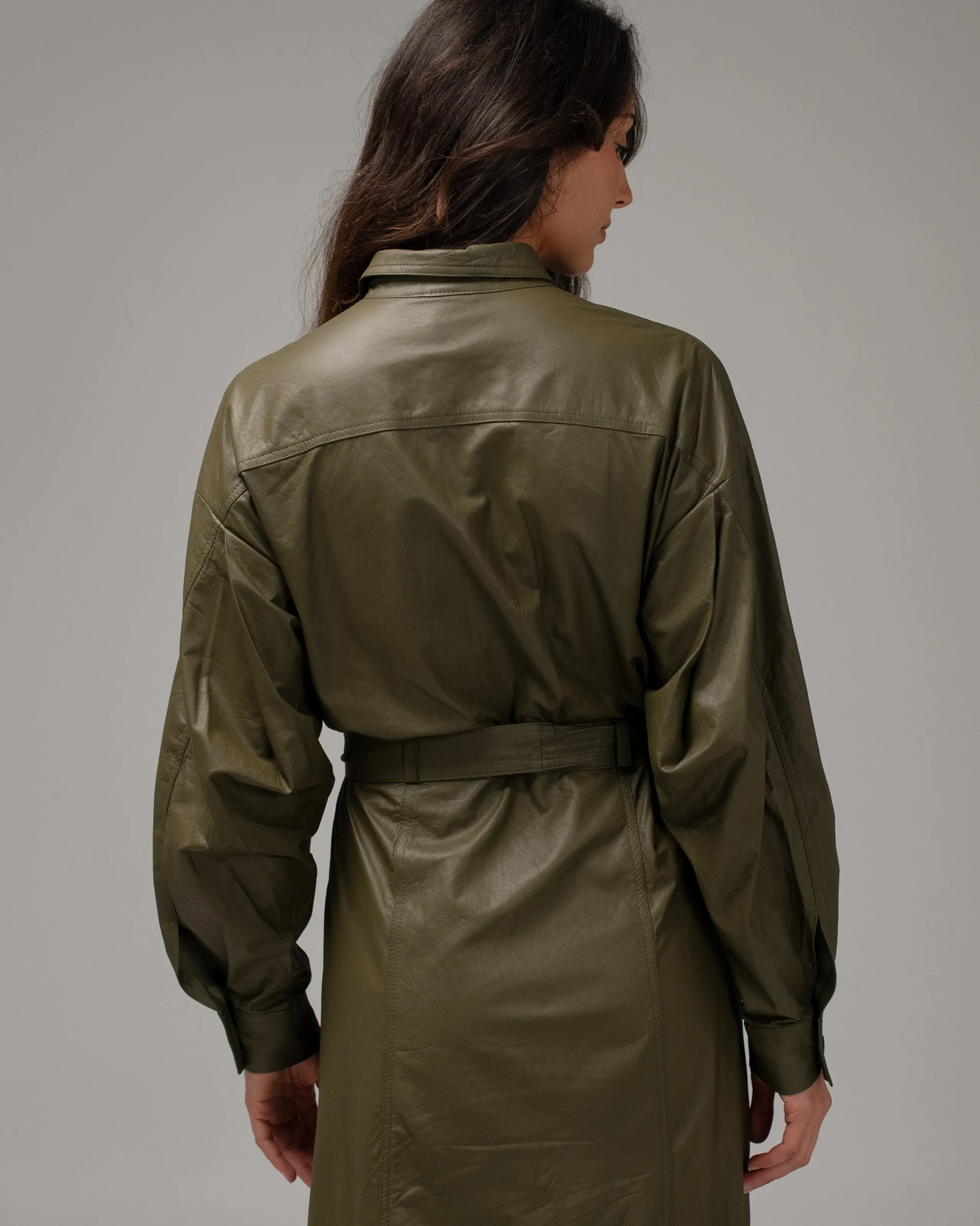 Long Shirt Dress Leather Military