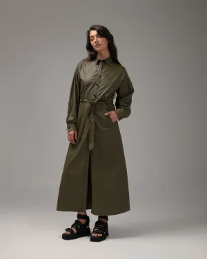 Long Shirt Dress Leather Military