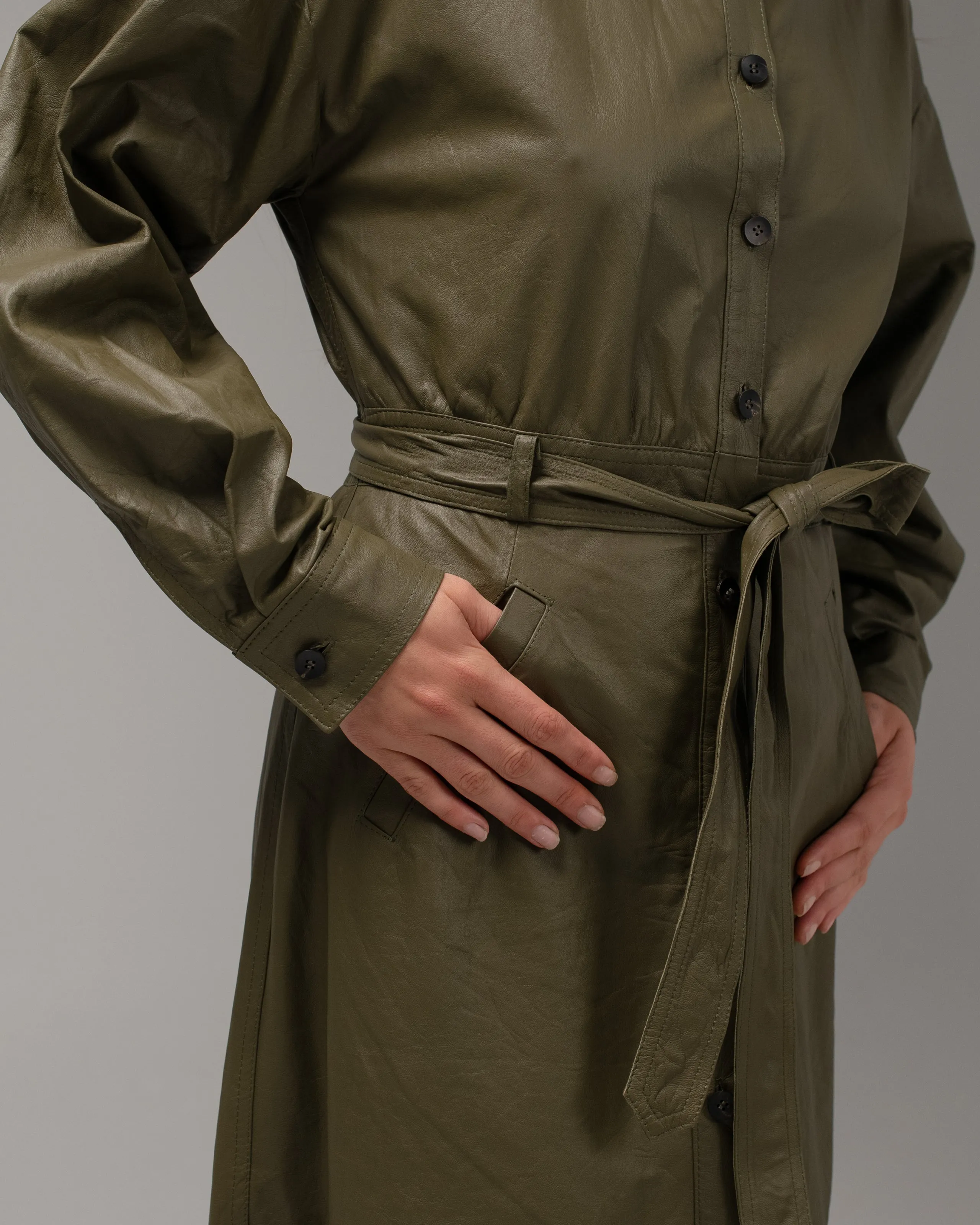 Long Shirt Dress Leather Military