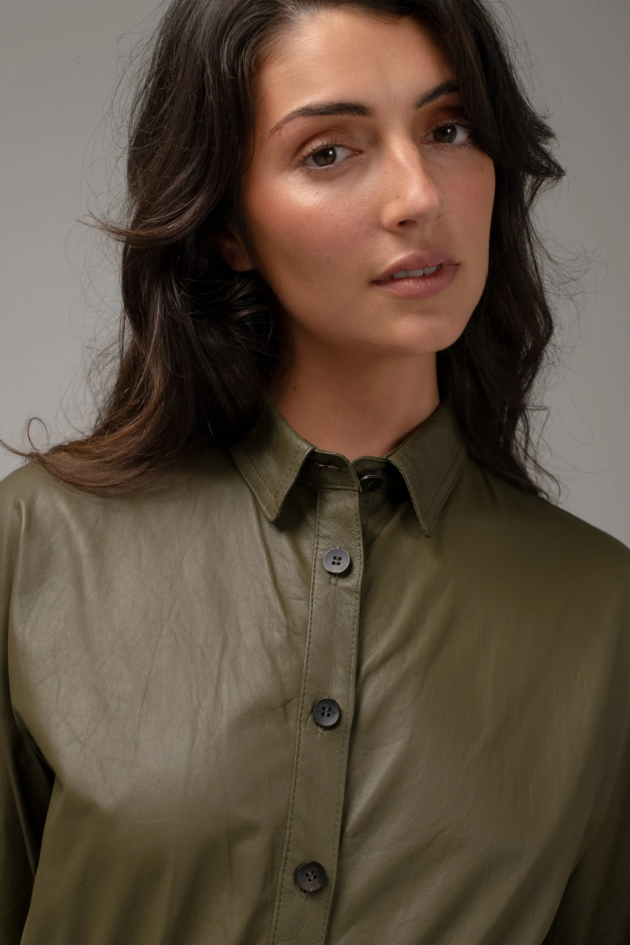 Long Shirt Dress Leather Military