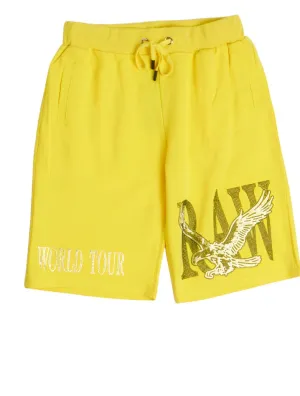 Rawyalty Shorts - World Tour Eagle - White And Yellow